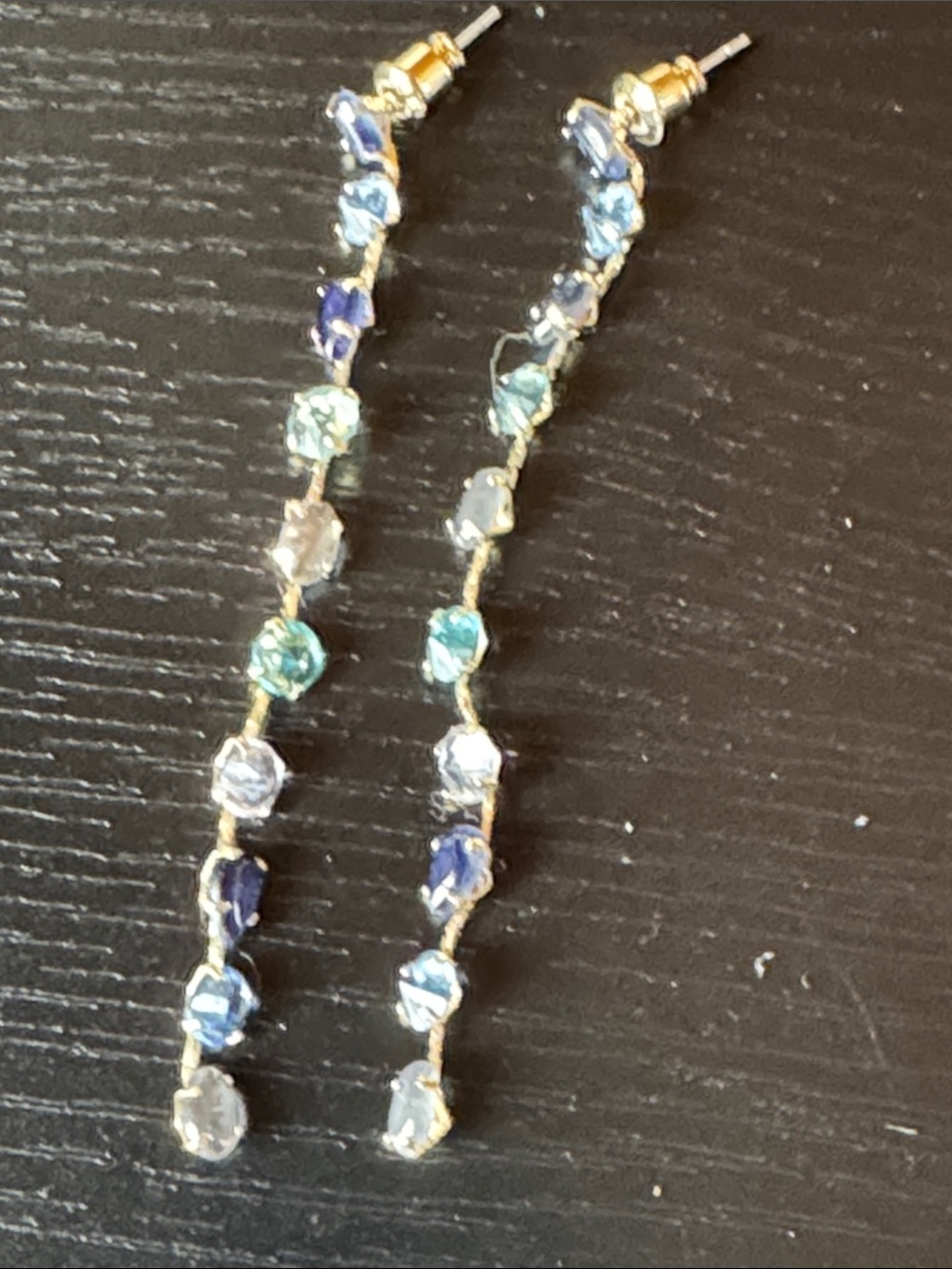 LOFT Gold-Tone Drop Earrings with Blue, Teal & Purple Stones
